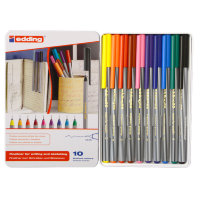 Набор ручек капилярных для бумаги и картона, 0,3 мм, 10 цветов в наборе, металлическая коробка Ассорти