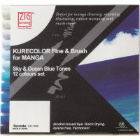 Набор маркеров ZIG Fine&Brush for Manga Sky&Ocean Blue Tones 12 шт (Синие тона) CNKC-2200/12VSO