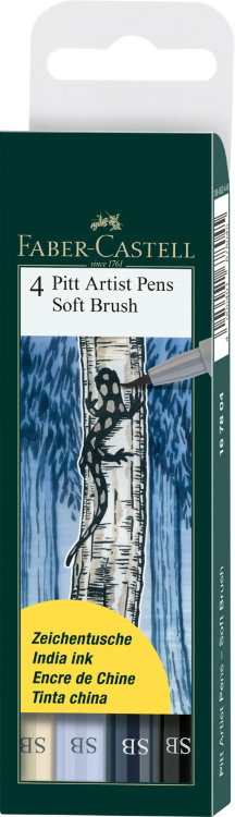 Набор капиллярных ручек Pitt Artist Pen Soft Brush, в пласт упаковке, 4 шт.