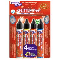 Набор Javana Glitter Pen, 4 аппликтора по 29 мл + шаблон