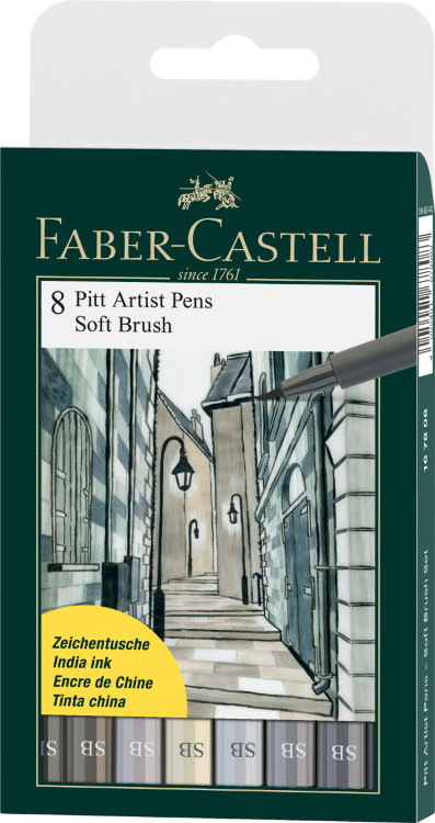 Набор капиллярных ручек Pitt Artist Pen Soft Brush, в пласт упаковке, 8 шт.