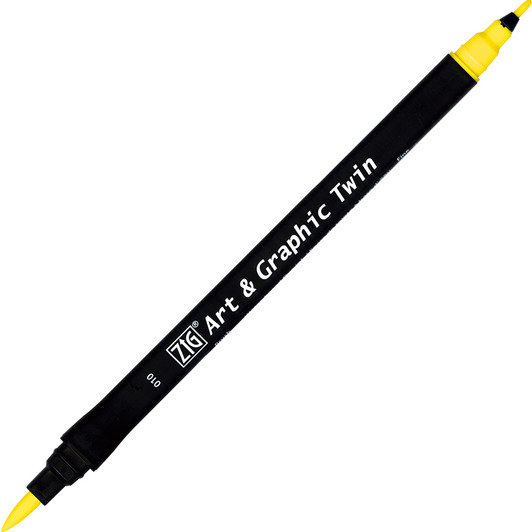 Маркер акварельный ZIG Art & Graphic Twin кисть + тонкое перо, цвет Светло жёлтый TUT-80/10