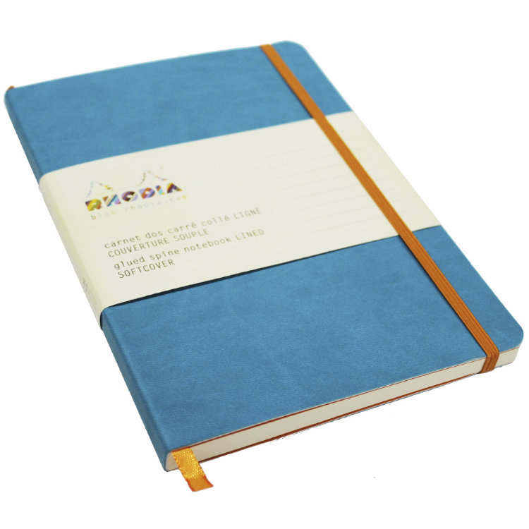 Записная книжка с резинкой в линейку RHODIA (А5, 90г, 80л) Цвет обложки: Синий 117407С