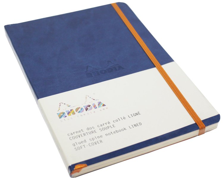 Записная книжка с резинкой в линейку RHODIA (А5, 90г, 80л) Цвет обложки: Сапфир 117408С