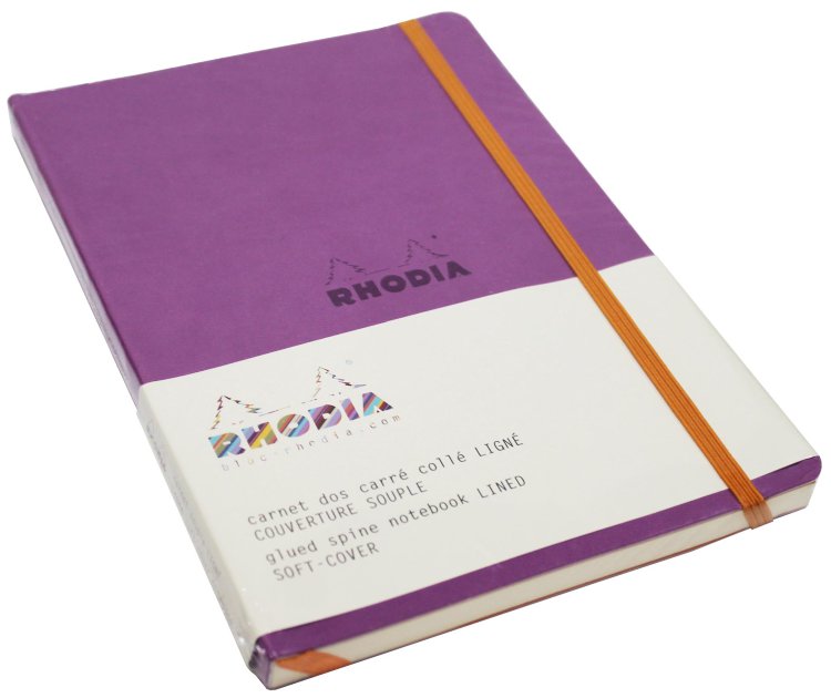 Записная книжка с резинкой в линейку RHODIA (А5, 90г, 80л) Цвет обложки: Лиловый 117411С