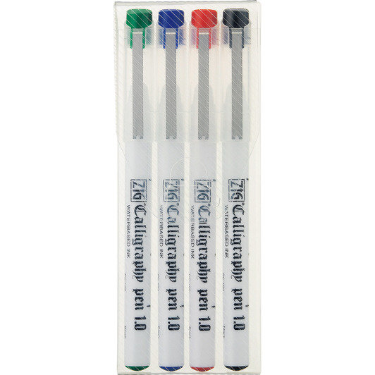 Набор ручек для каллиграфии ZIG "Calligraphy Pen Oblique Tip" 4 шт 1 мм, скошенное перо PC100/V4