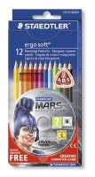 Набор цветных карандашей Ergosoft трехгранные 157 серия, 12 цветов + DVD