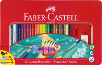 Акварельные карандаши Рыбки, в подарочной мет. коробке с окошком, 48 цветов + ластик и точилка