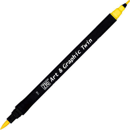 Маркер акварельный ZIG Art & Graphic Twin кисть + тонкое перо, цвет Средний жёлтый TUT-80/110