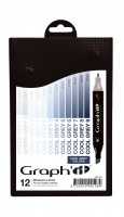 Набор маркеров GRAPH'IT 12 штук Cool Greys оттенки серый холодный