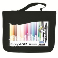 Набор маркеров GRAPH'IT 24 штуки Manga пенал основные цвета полупрозрачные