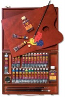 Большой набор масляных красок "Solo Goya" в дерев.ящике/26 цв., аксессуары