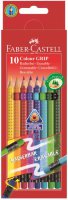 Цветные карандаши GRIP 2001 с ластиками, набор цветов, в картонной коробке, 10 шт.