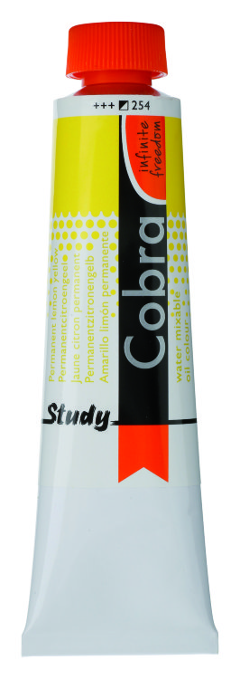 Краска масляная Cobra Study водорастворимая туба 40 мл №254 Желтый лимонный устойчивый