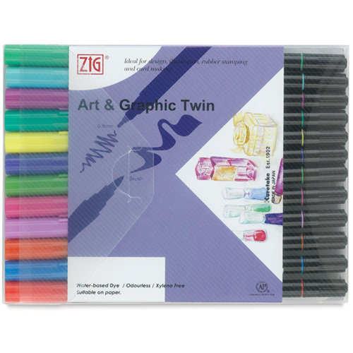 Набор маркеров ZIG "Art & Graphic Twin" Bright set (яркие оттенки) 12 шт TUT-80/12BRIGHT