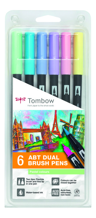Tombow ABT 06-pst-set pastel набор маркеров (пастельные тона) 6 шт.