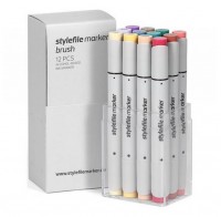Набор маркеров STYLEFILE BRUSH 12шт основные цвета C