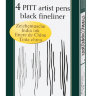Капиллярная ручка Pitt Artist pen, ширина наконечника M, F, S, XS, черный, в футляре, 4 шт.