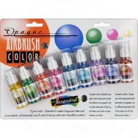 Набор кроющих красок Jacquard Airbrush Color, 8 цв в блистере + бесцветный лак