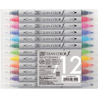 Набор маркеров ZIG Clean Color f 12 шт (акварельные, перья 0,5 и 1,2 мм) TCS-6000T/12V