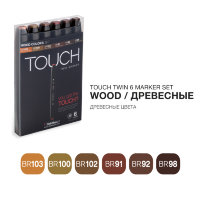 Набор маркеров Touch Twin 6 цветов древесные тона