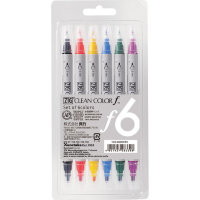 Набор маркеров ZIG Clean Color f 6 шт (акварельные, перья 0,5 и 1,2 мм) TCS-6000T/6V