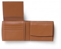 Бумажник горизонтального формата с откидной стенкой, зернистая кожа, коричневый