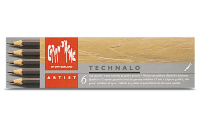 Набор графитовых карандашей Technalo, HB, B, 3B в металлическом футляре 6 штук