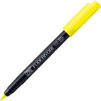 Ручка на водной основе, перо кисть ZIG Kuretake Fudebiyori Желто-лимонный CBK-55/051