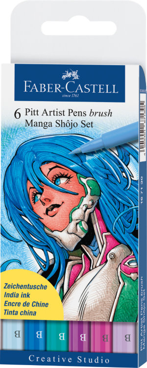 Капиллярные ручки MANGA, набор цветов, в футляре, 6 шт. N1