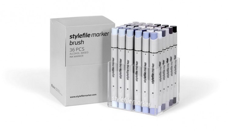 Набор маркеров STYLEFILE BRUSH 36шт оттенки серого