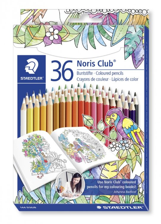 Набор цветных карандашей Noris Club, 36 цветов cпец. изд. "Johanna Basford", картон. уп