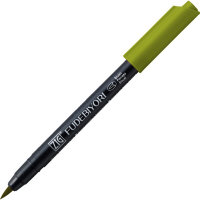 Ручка на водной основе, перо кисть ZIG Kuretake Fudebiyori Оливково-зеленый CBK-55/043