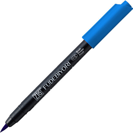 Ручка на водной основе, перо кисть ZIG Kuretake Fudebiyori Персидский голубой CBK-55/032