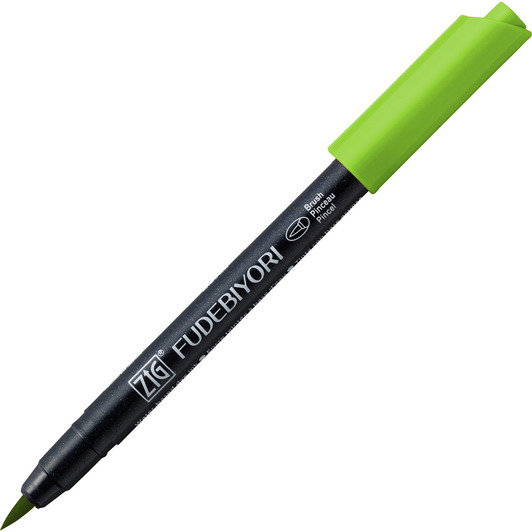 Ручка на водной основе, перо кисть ZIG Kuretake Fudebiyori Светло-зеленый CBK-55/041