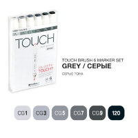 Набор маркеров Touch Brush 6 цветов серые тона