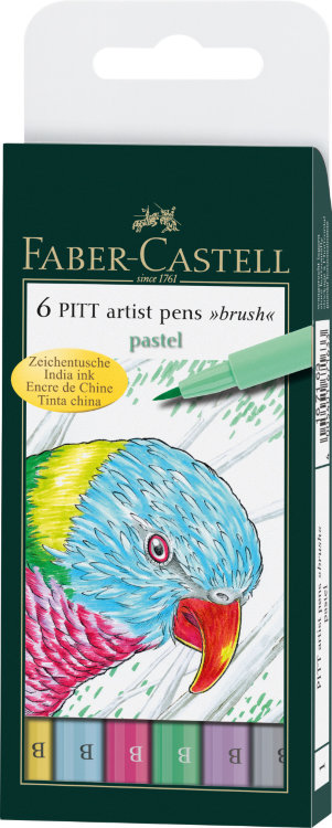 Набор капиллярных ручек PITT Artist Pen, пастельные оттенки, в футляре, 6 шт.