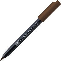 Ручка на водной основе, перо кисть ZIG Kuretake Fudebiyori Темный коричневый CBK-55/062